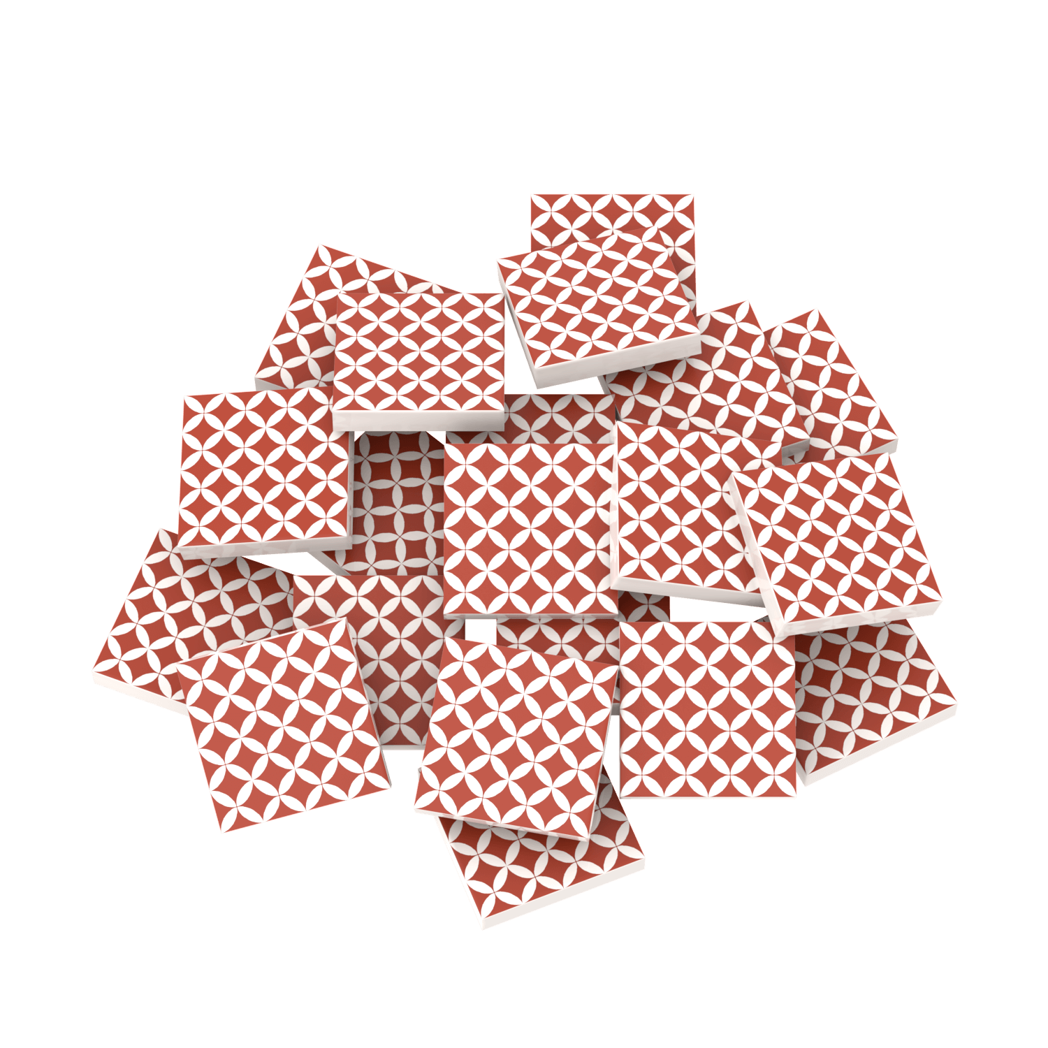 Red & White Spanish Tile for Floor & Wall - Custom Printed (20 Pack) - Made with LEGO®