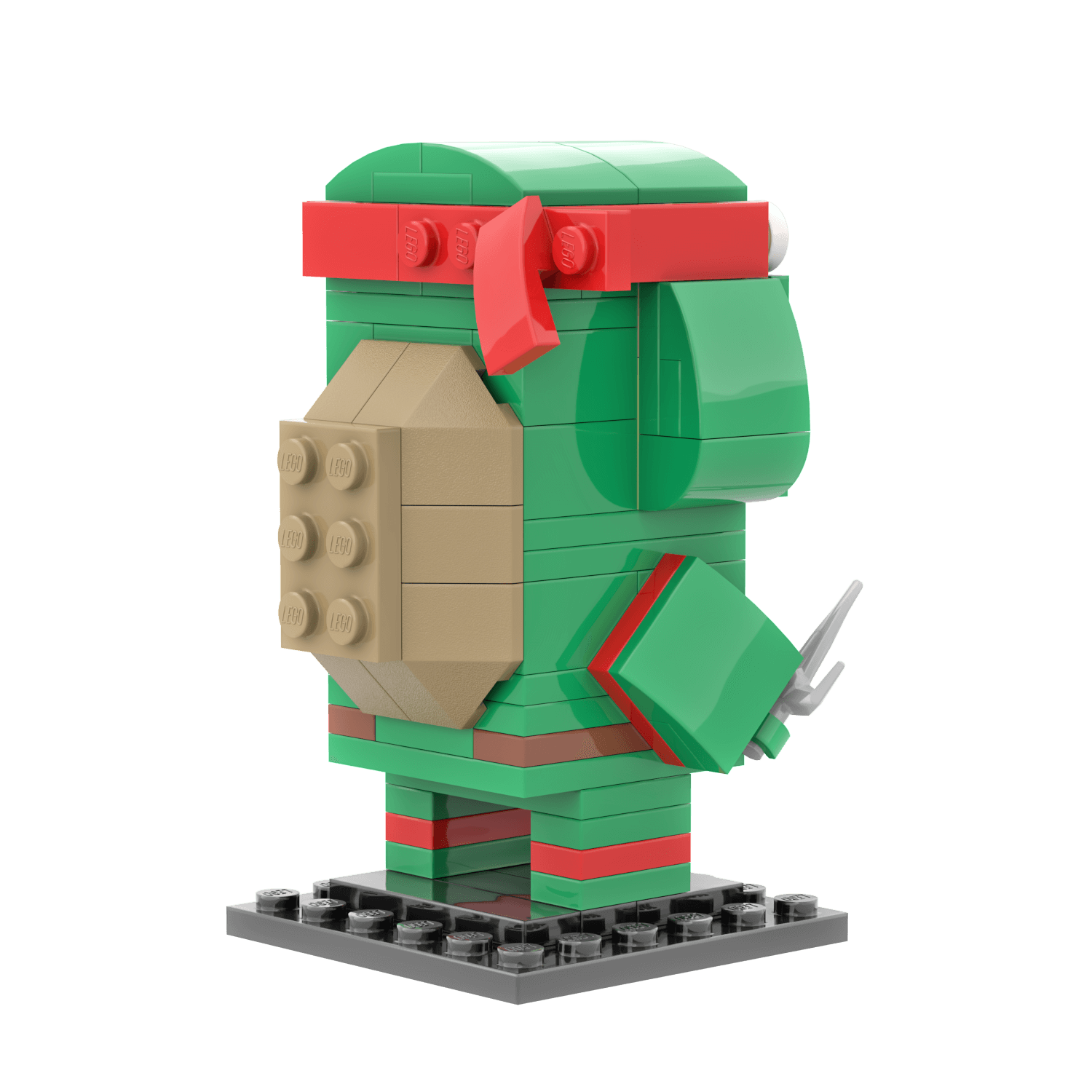 Red Turtle Brick Head - Custom Building Set - Made Using LEGO® Parts
