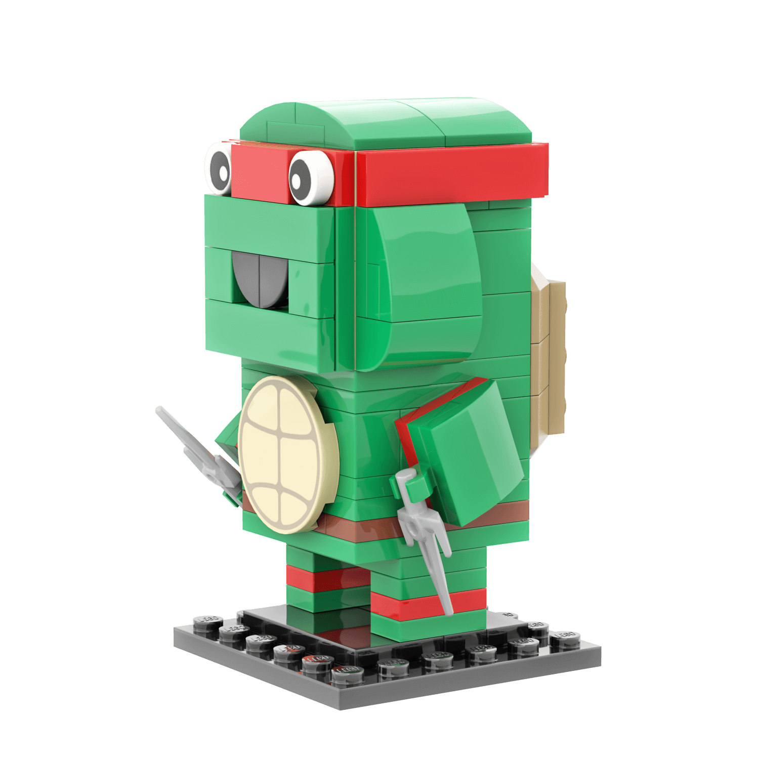 Red Turtle Brick Head - Custom Building Set - Made Using LEGO® Parts