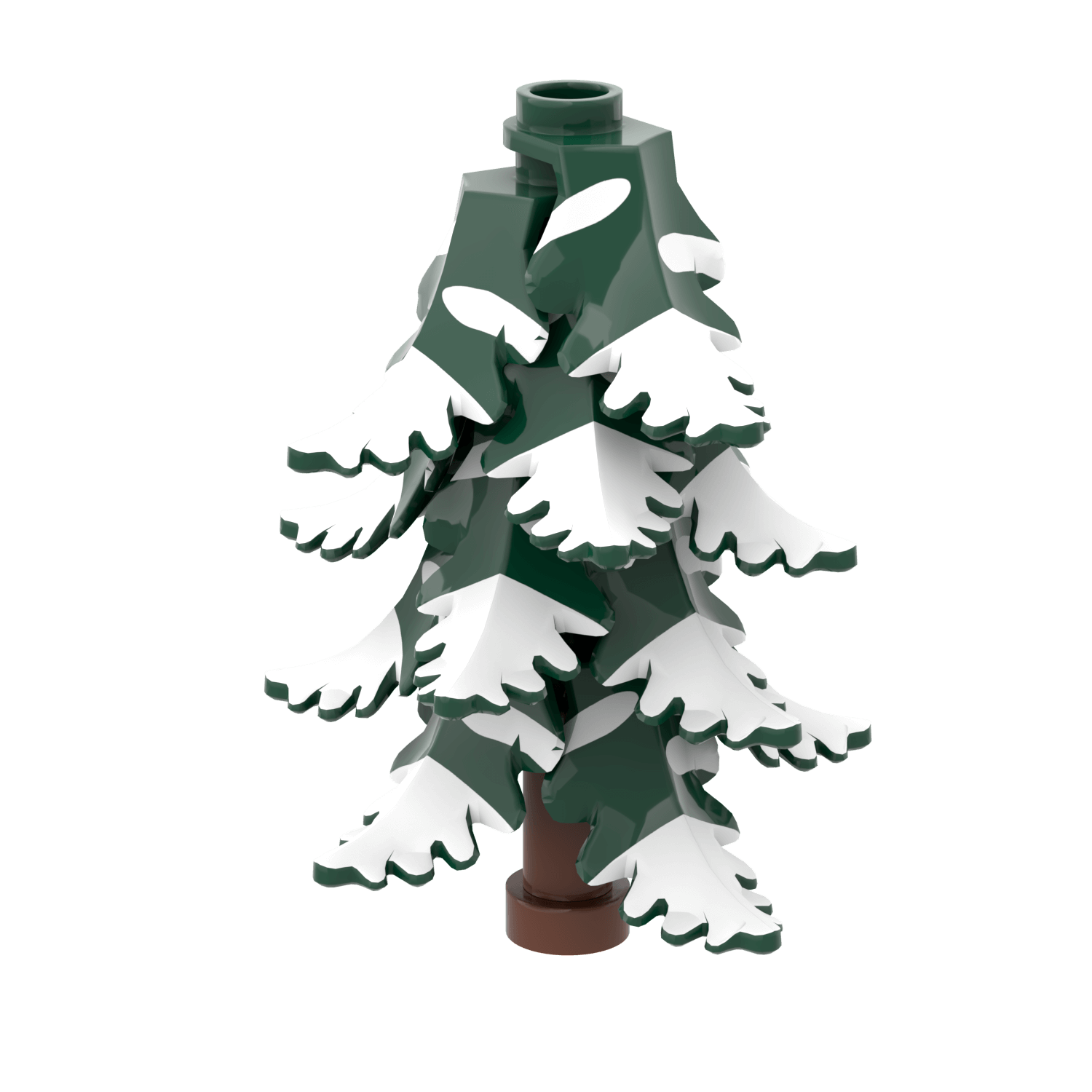 lego winter holiday tree with printed snow on a transparent background