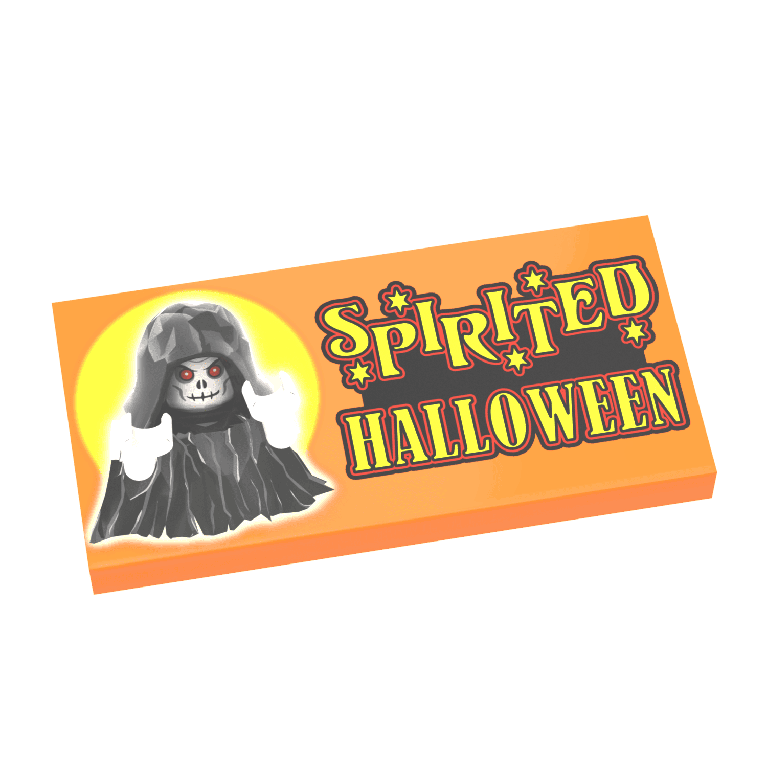 "Spirited Halloween" Store Sign - Halloween - Custom Printed 2x4 Tile - Made Using LEGO ® Parts