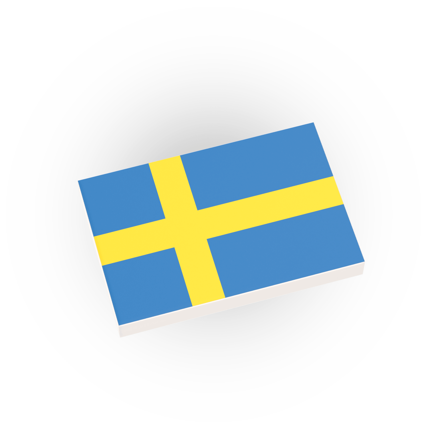 Flag of Sweden printed on a LEGO® tile  on a white background