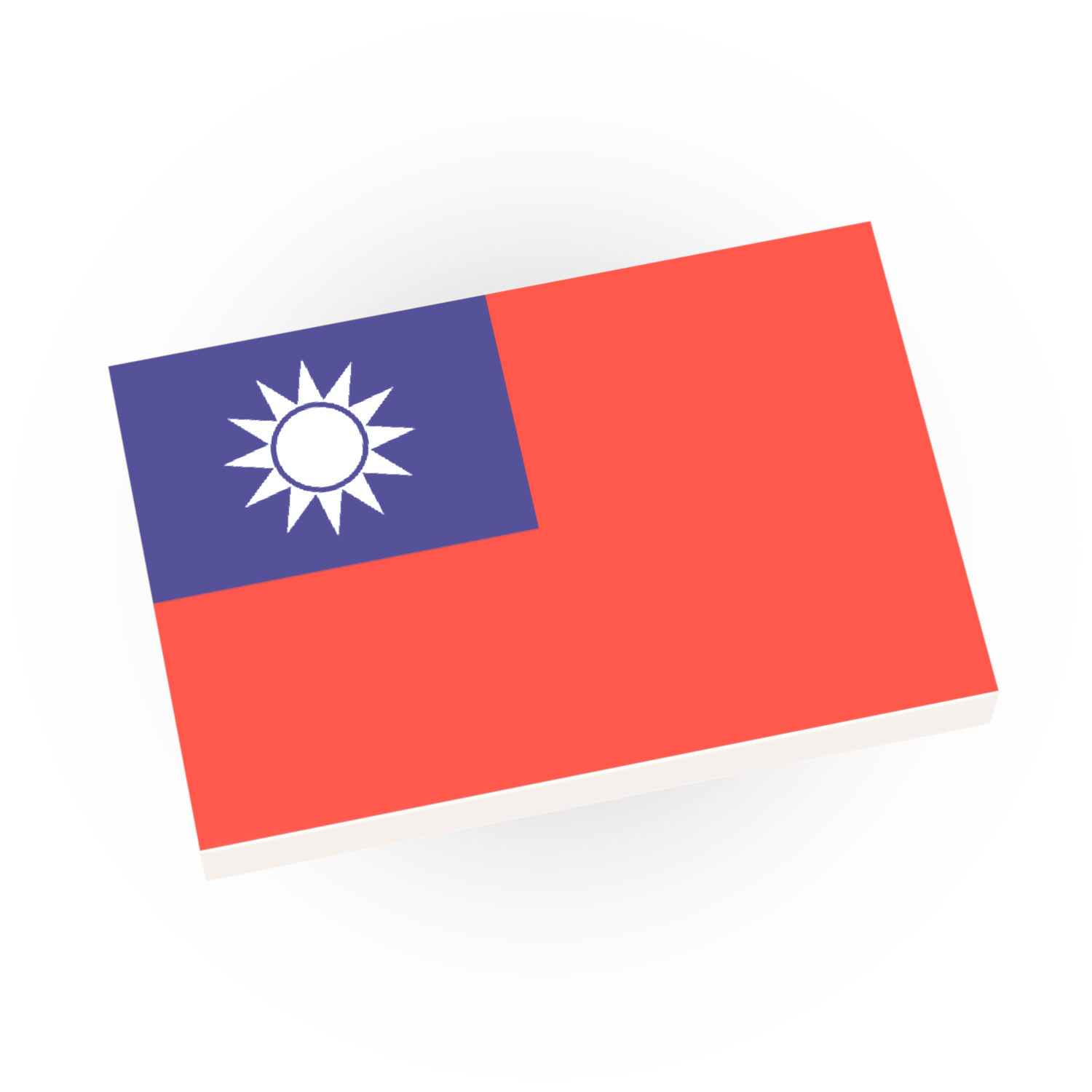 Custom printed Taiwan country flag on a 2x3 white Lego tile.