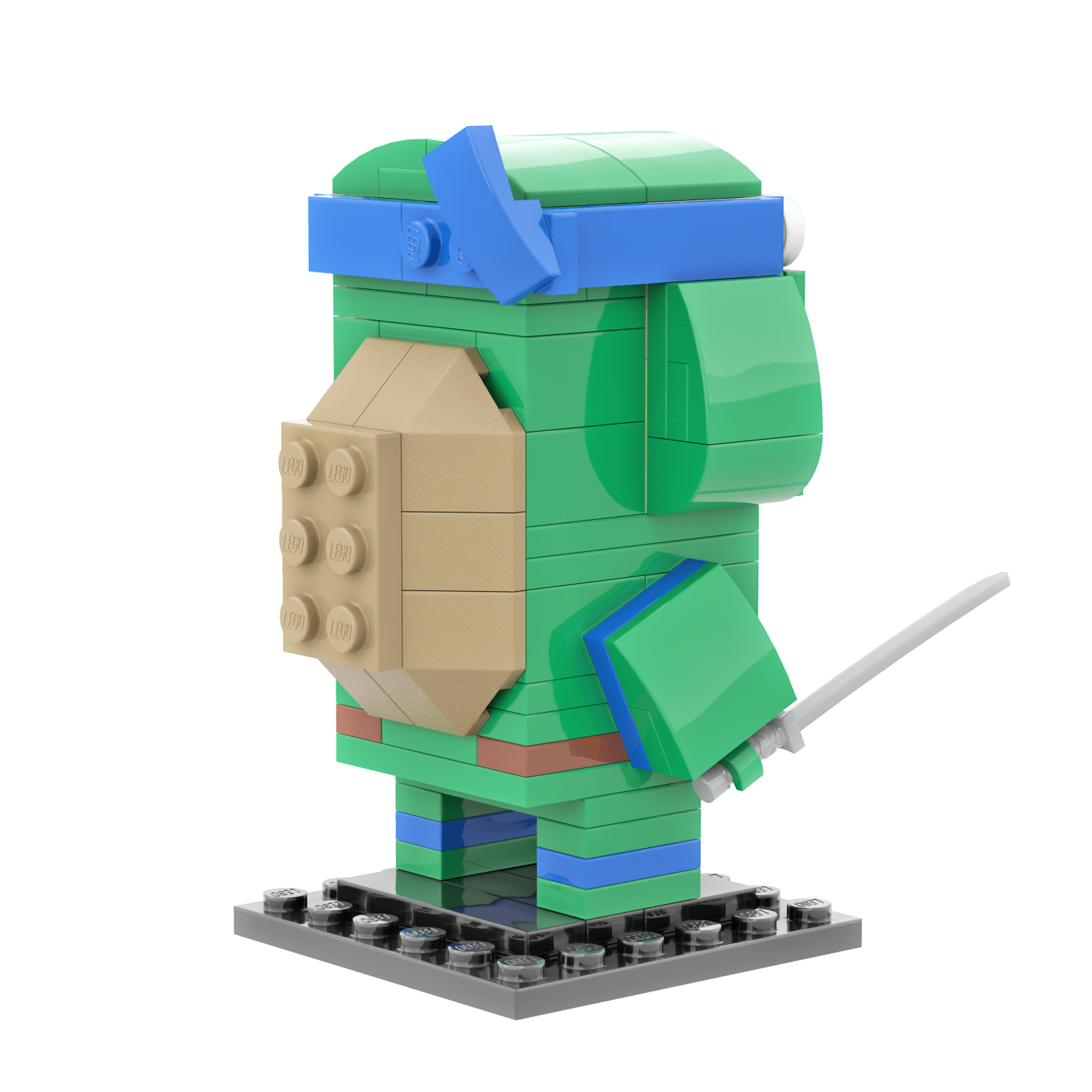 Blue Turtle Brick Head - Custom Building Set - Made Using LEGO® Parts