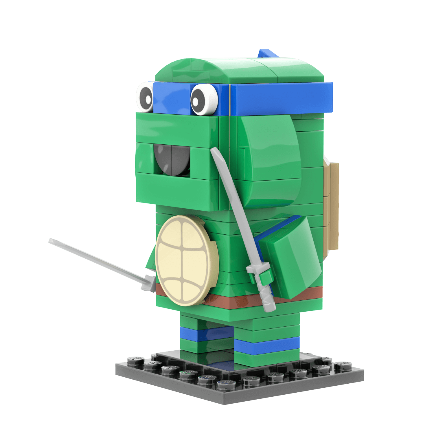 Blue Turtle Brick Head - Custom Building Set - Made Using LEGO® Parts