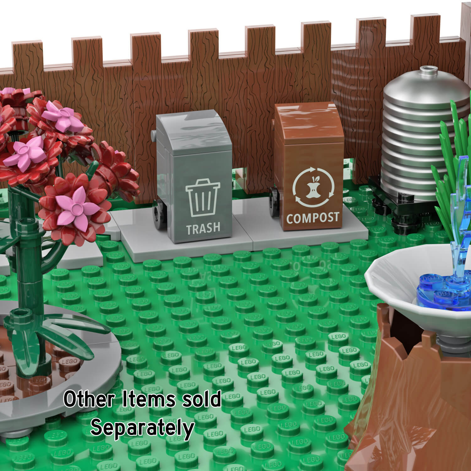 Trash Bin - Mini Building Set - Custom Printed - Made Using LEGO® Parts