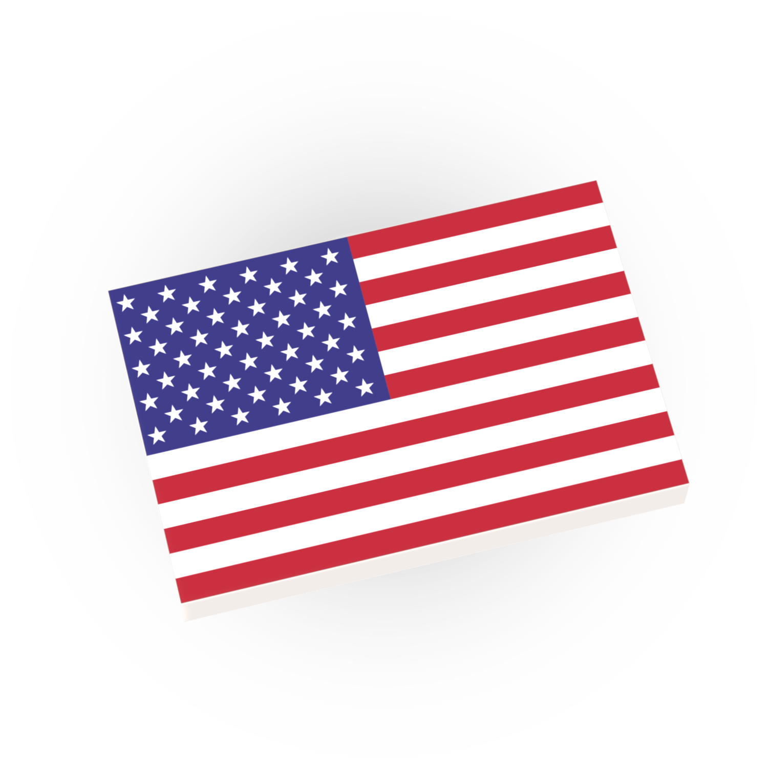 American flag printed on a lego tile white background