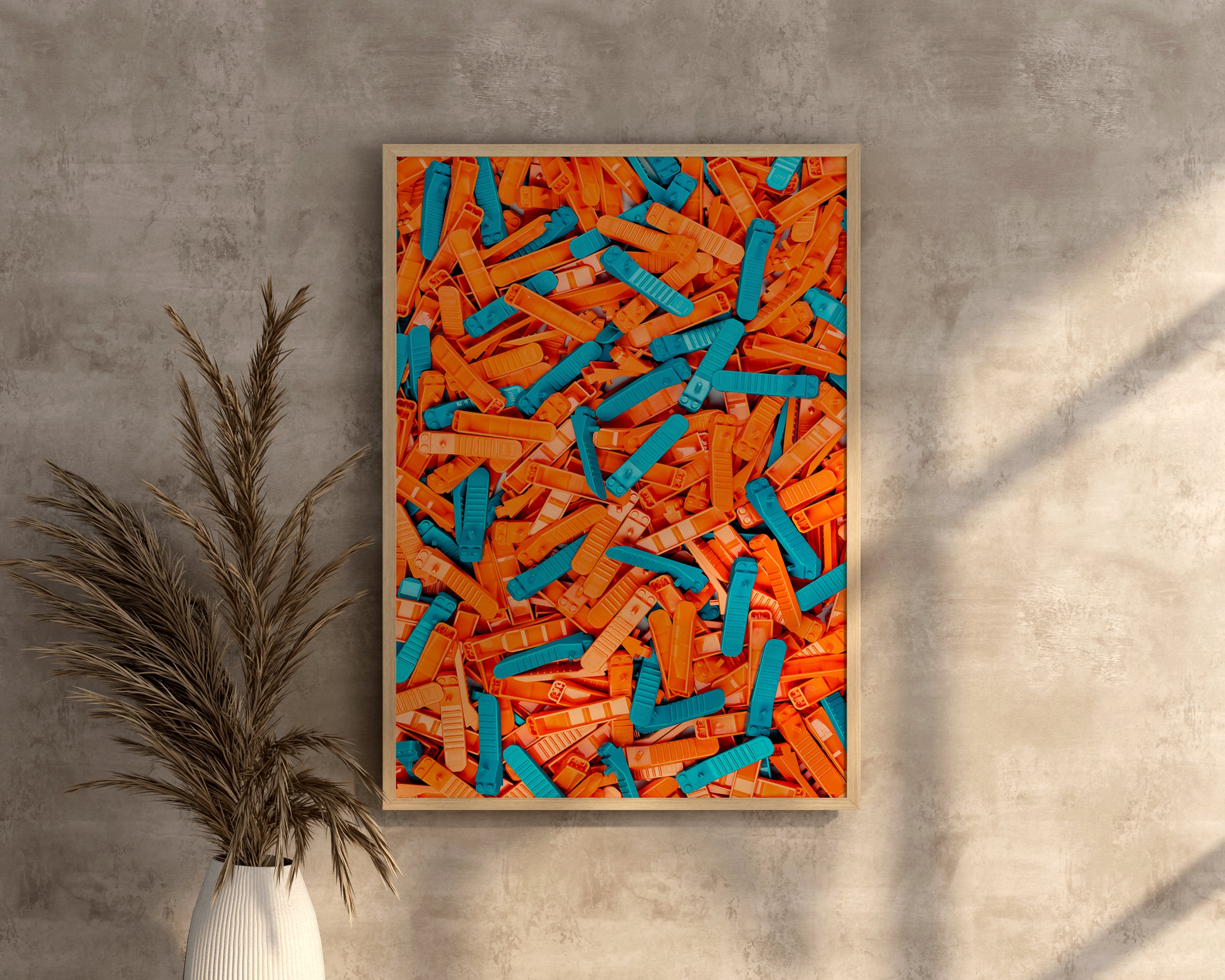 StudBee - Lego Brick Separator Wall Art Print — Turquoise & Orange - StudBee