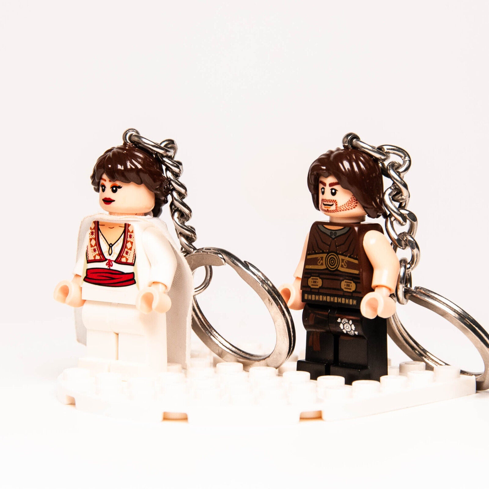 LOT OF 2 LEGO Prince of Persia Dastan & Tamina Minifigure Ring Keychain