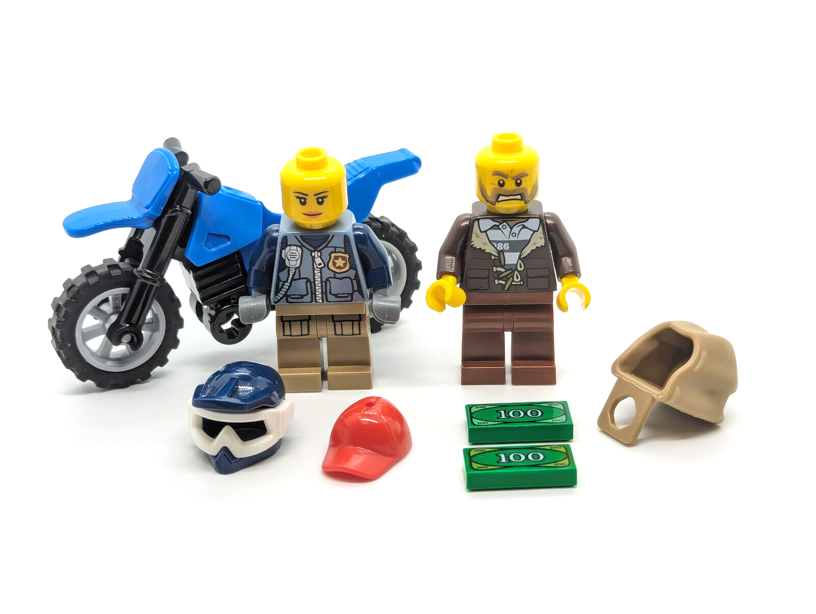 LEGO Mountain Police City Minifigure Lot: Dirt Road Pursuit 60172 Motor Bike
