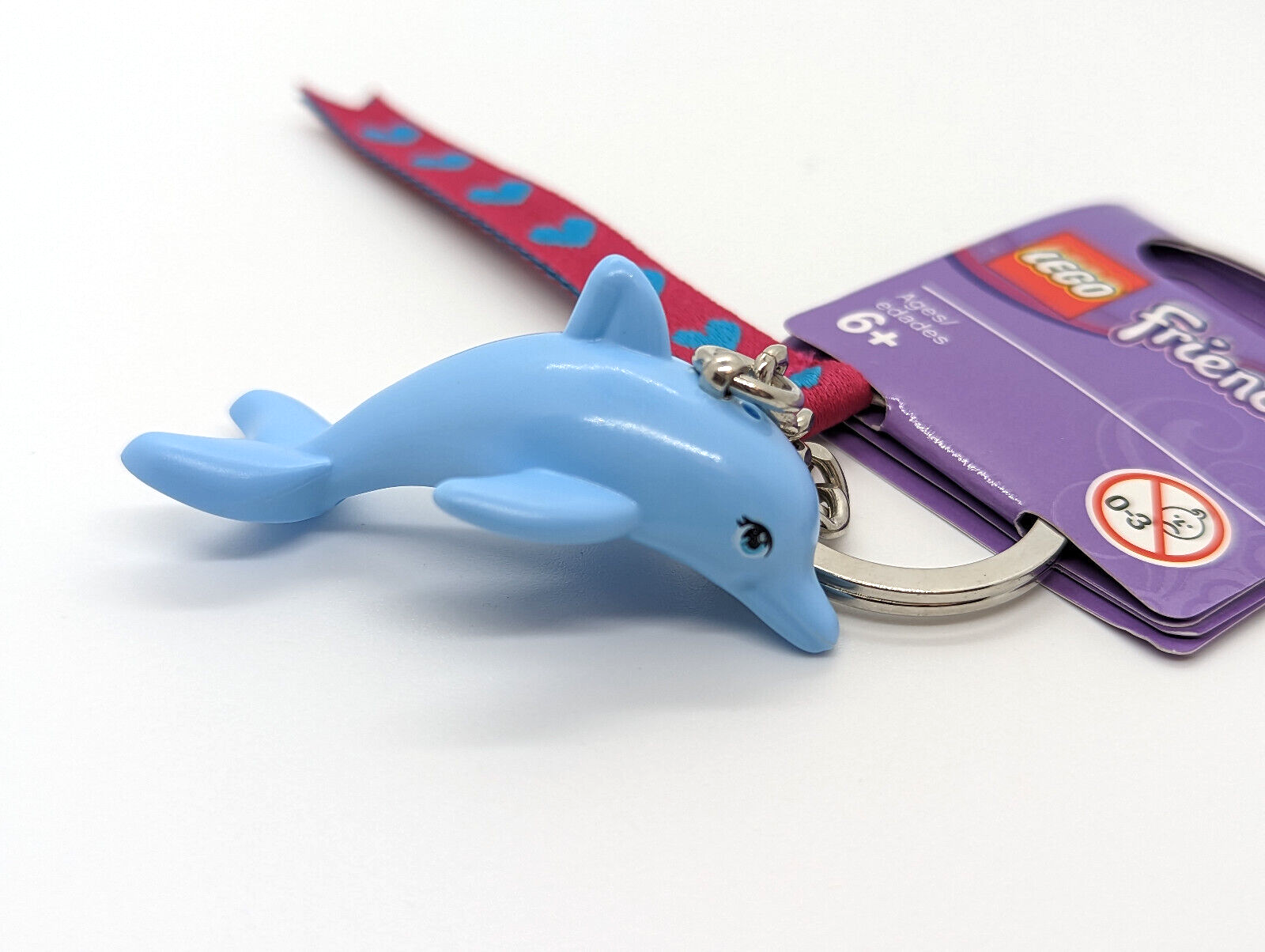 New LEGO Friends Dolphin Keychain Bag Charm w/ Hearts Ribbon 2015 (851576)