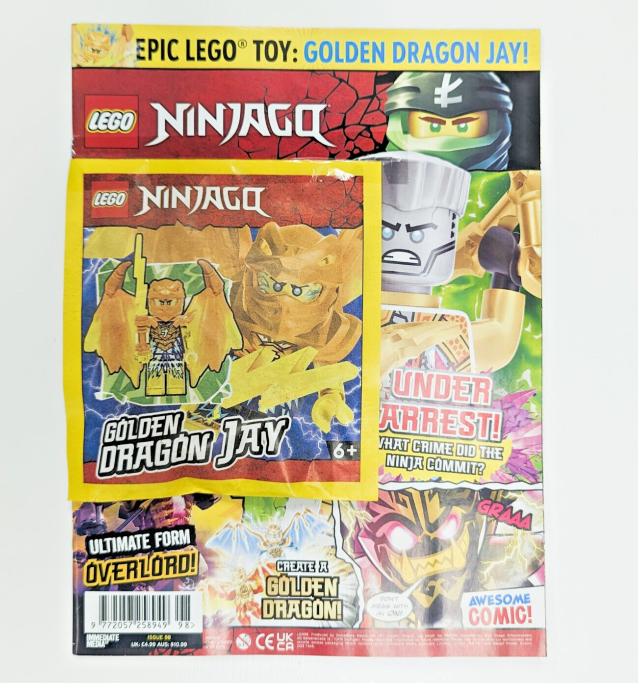 LEGO Ninjago UK Magazine Issue 3 - Golden Dragon Jay Minifigure (njo755) 892302