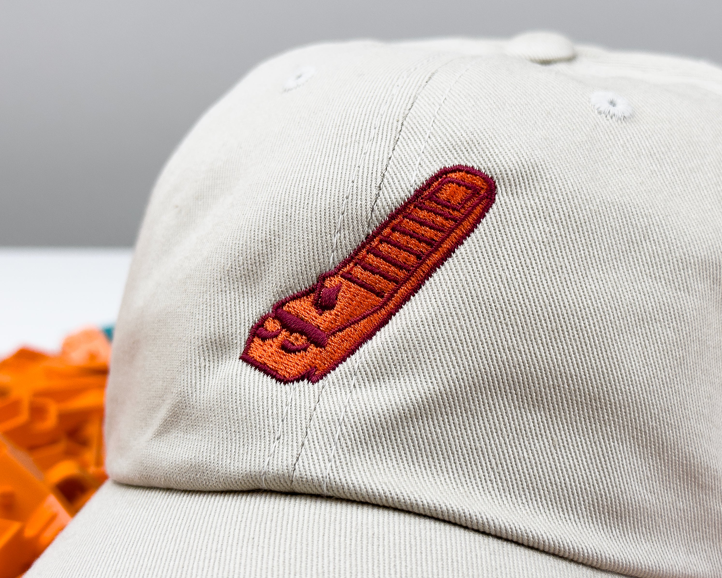Dad Hat with Lego Brick Separator Embroidered Design (Orange) - StudBee