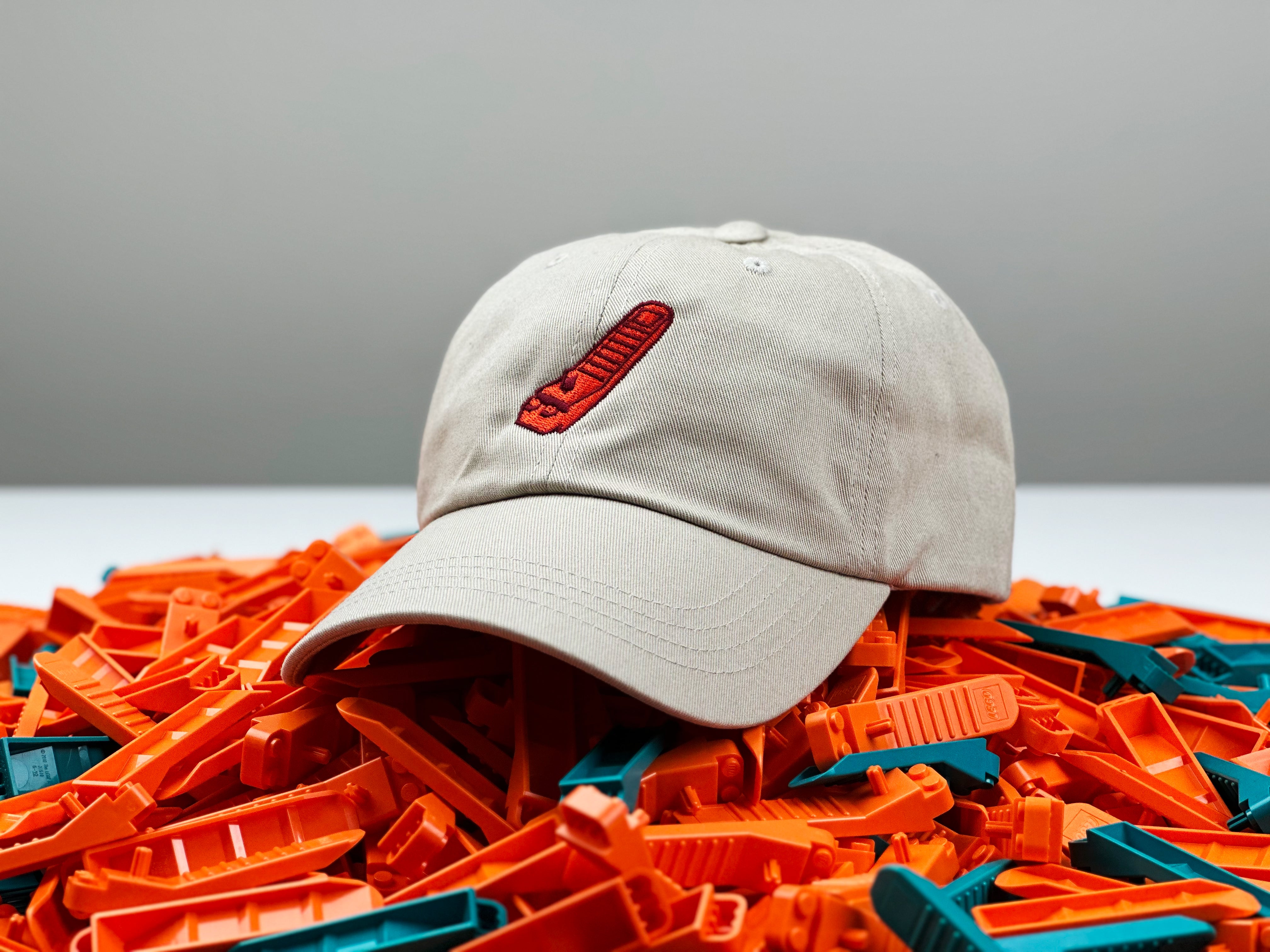 Dad Hat with Lego Brick Separator Embroidered Design (Orange) - StudBee