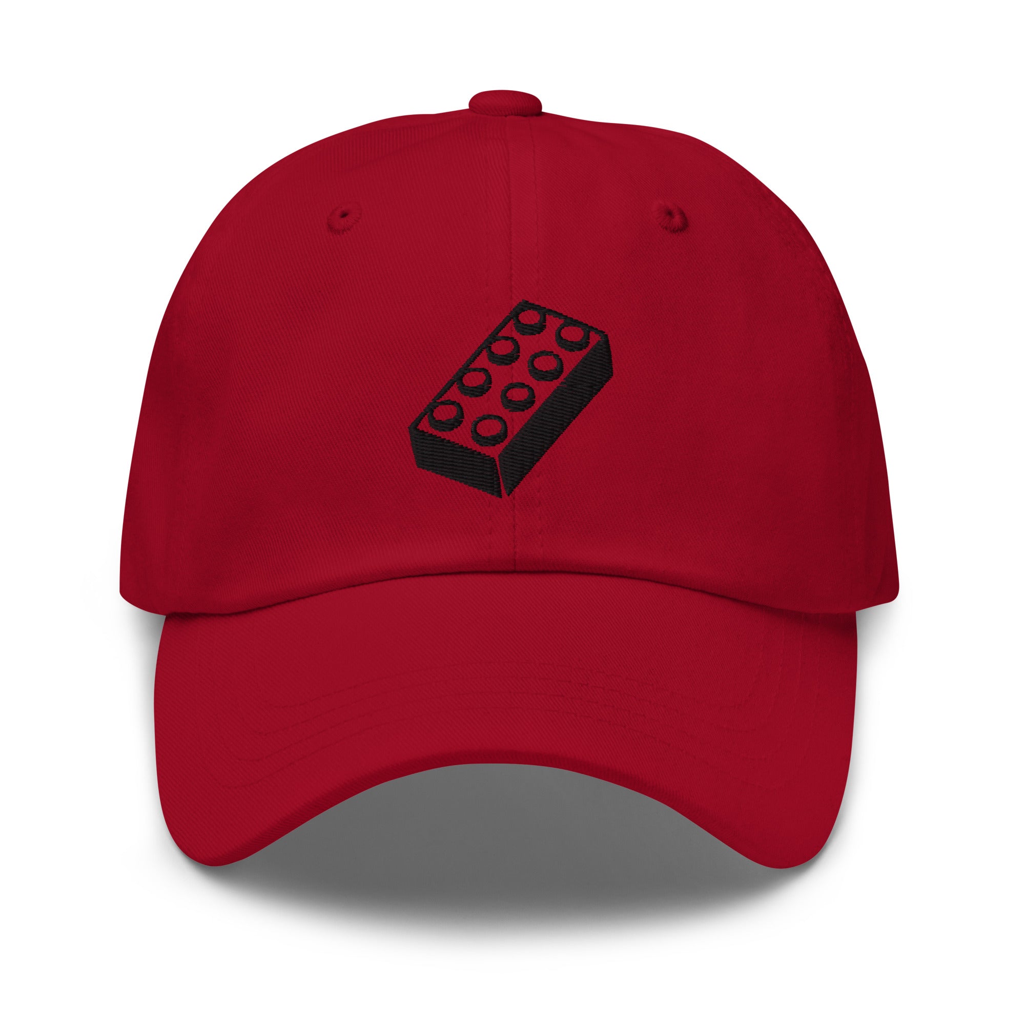 red brick dad hat, frontal view