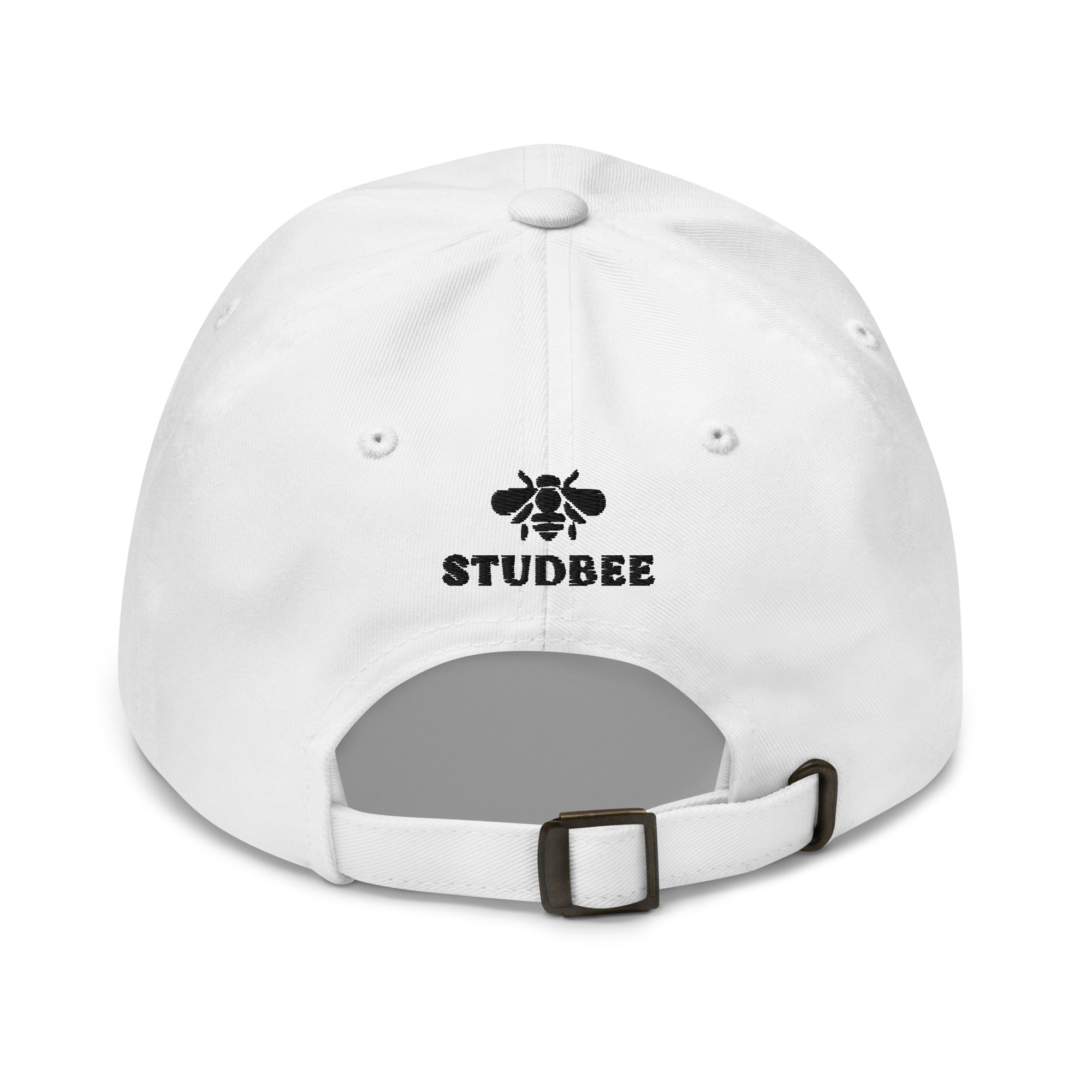 white lego brick dad hat, back view