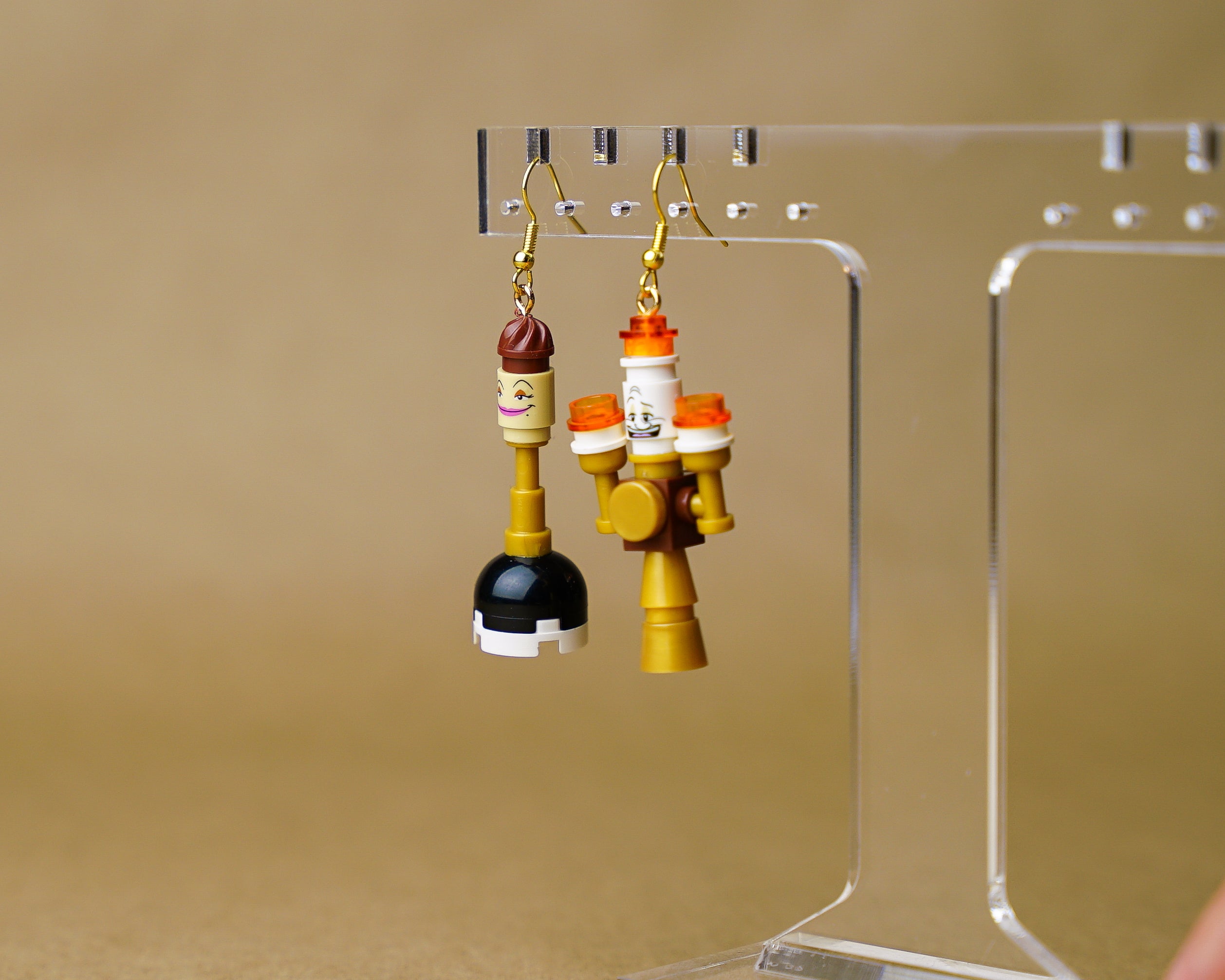 StudBee - Beastly Castle Earrings with LEGO® Lumiere & Babbette Minifigures - StudBee