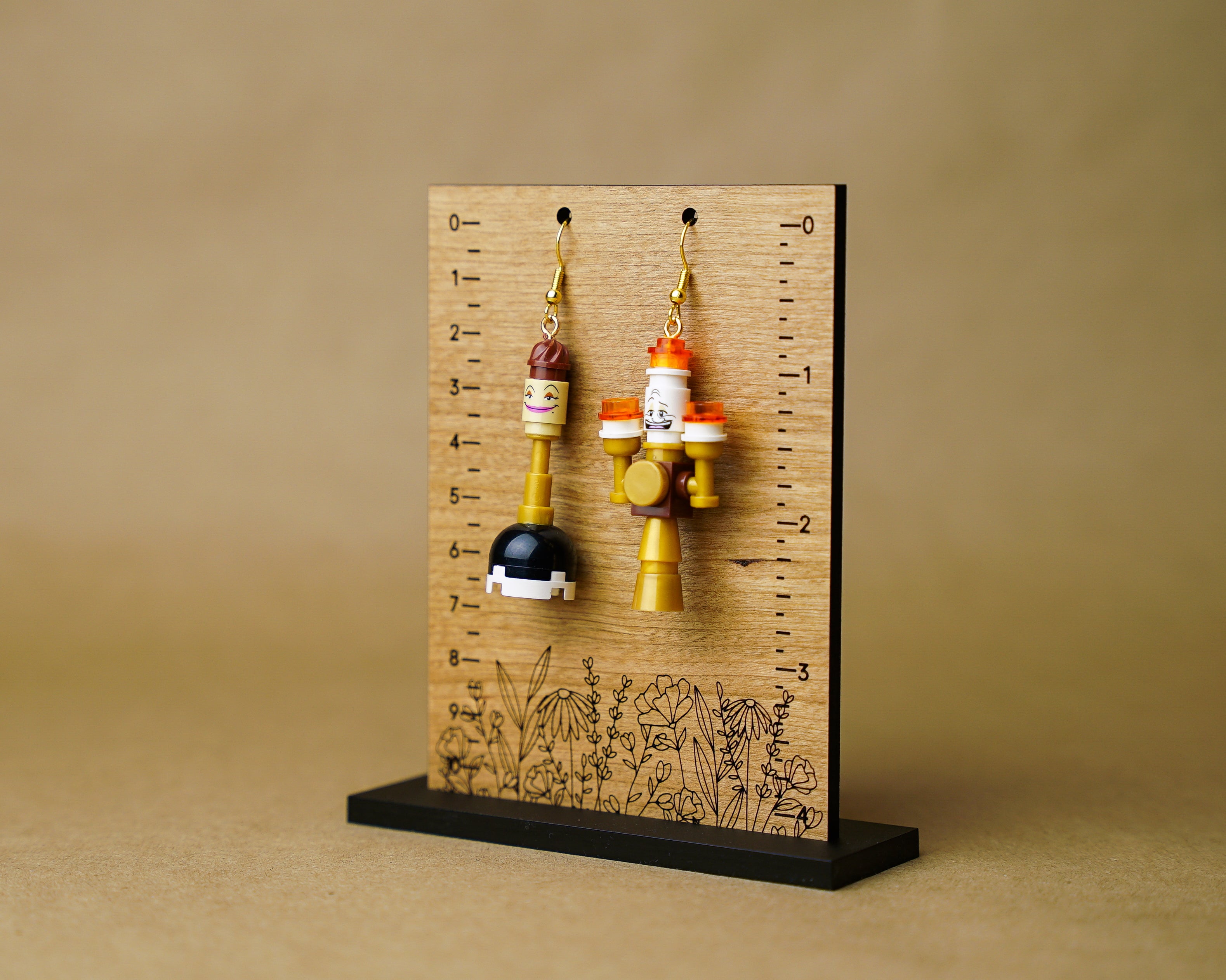 StudBee - Beastly Castle Earrings with LEGO® Lumiere & Babbette Minifigures - StudBee