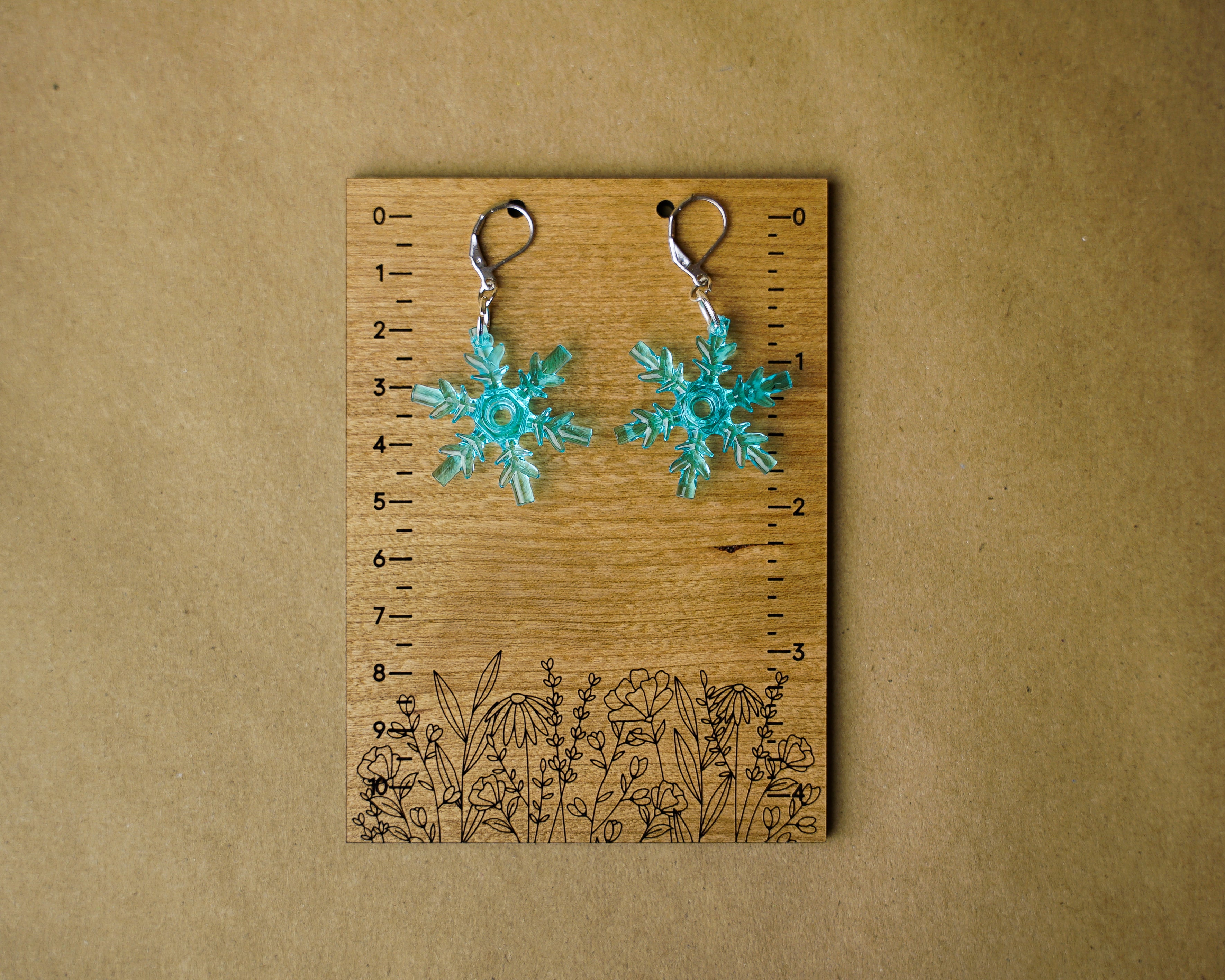 StudBee - Icy Blue Winter Snowflake Dangle Earrings, Handmade with LEGO® - StudBee