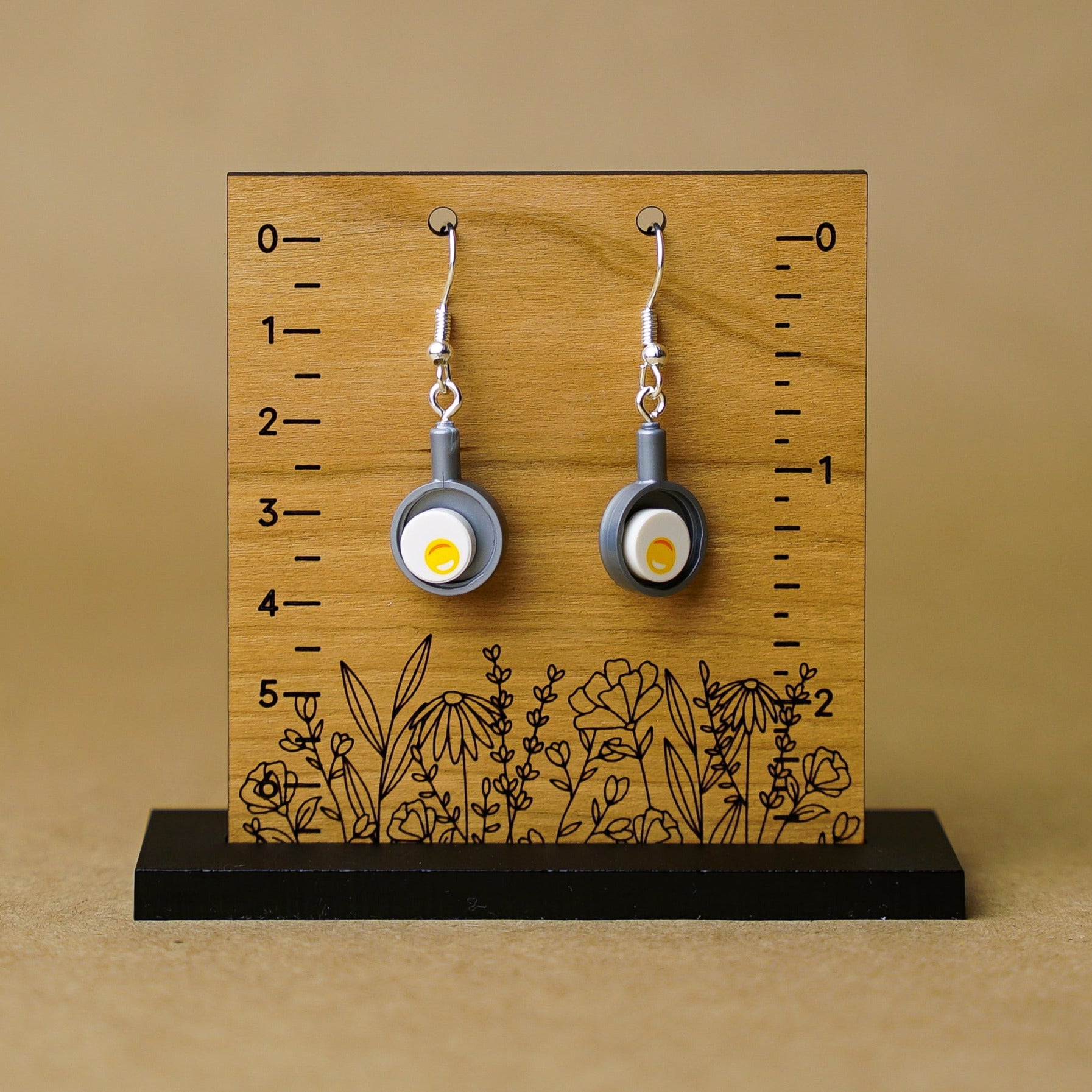 StudBee - Sunny Side Earrings, Miniature Fried Egg Cute Fun Food Breakfast Jewelry, Handmade with Lego® - StudBee