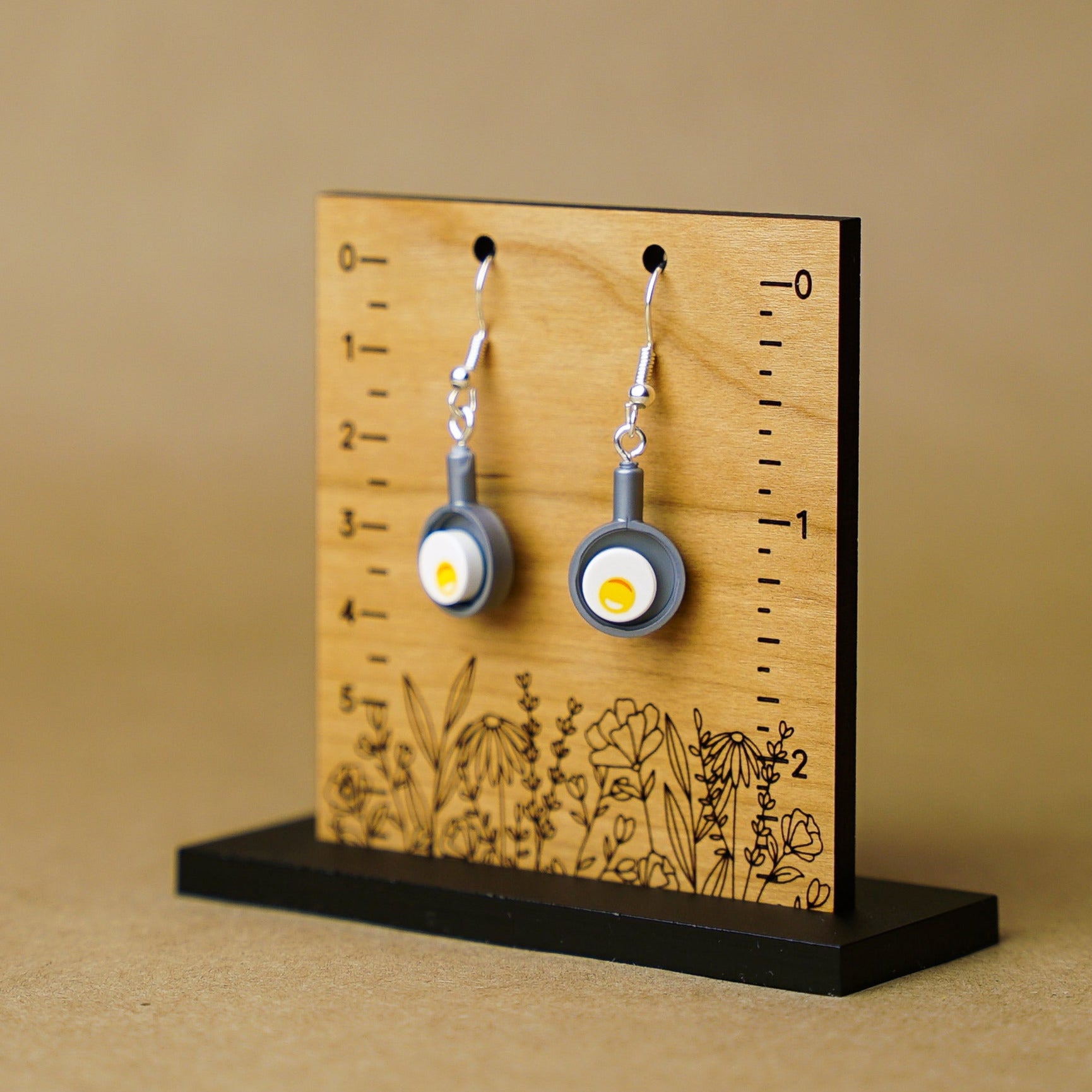 StudBee - Sunny Side Earrings, Miniature Fried Egg Cute Fun Food Breakfast Jewelry, Handmade with Lego® - StudBee