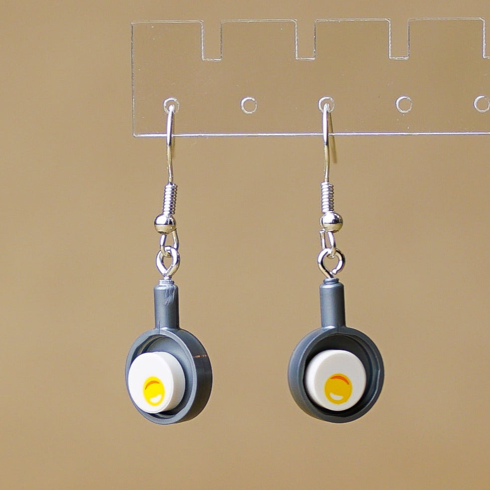 StudBee - Sunny Side Earrings, Miniature Fried Egg Cute Fun Food Breakfast Jewelry, Handmade with Lego® - StudBee