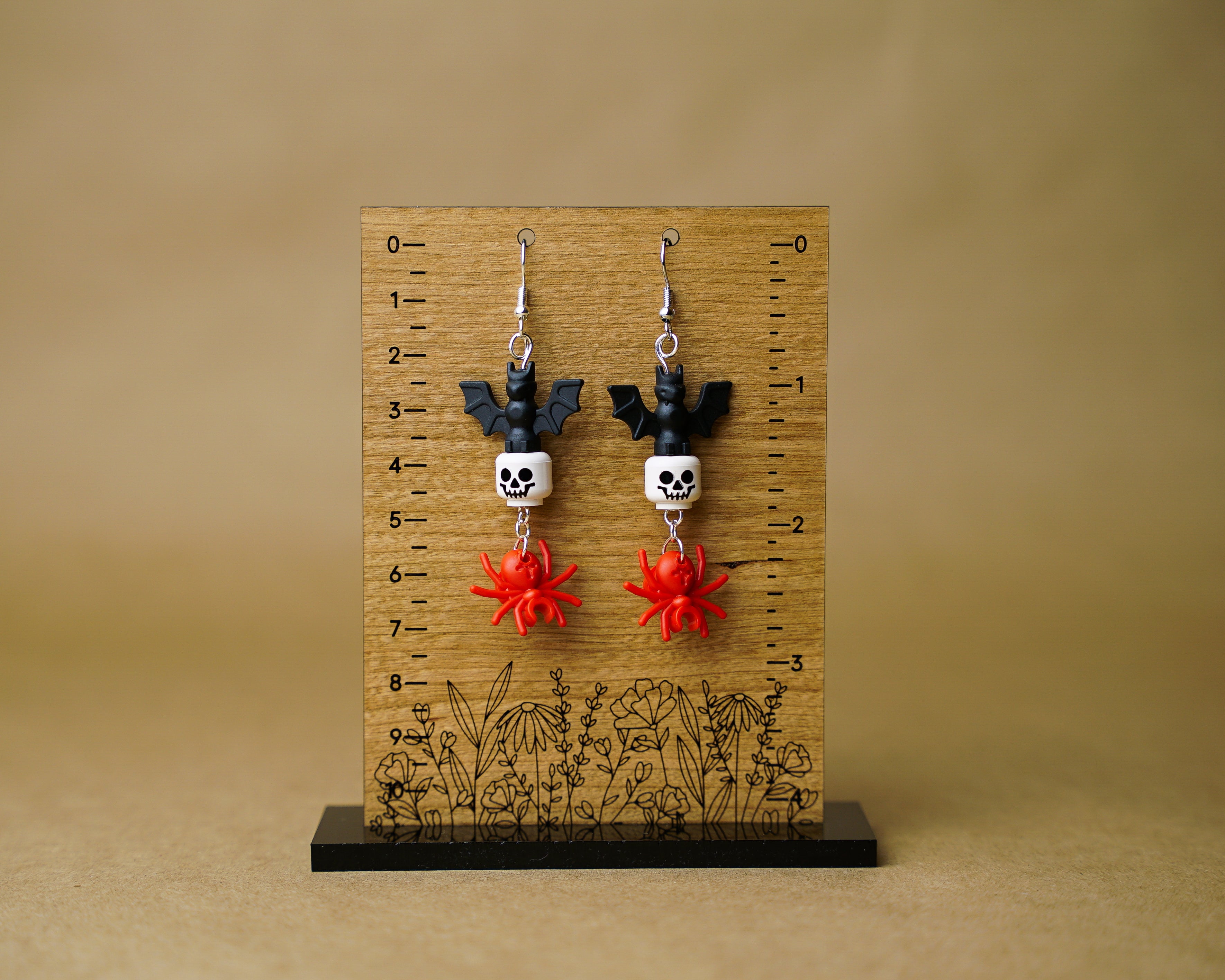 StudBee - Frightful Night Halloween Earrings with Bats, Skulls & Spiders | Handmade from Authentic LEGO® Bricks - StudBee