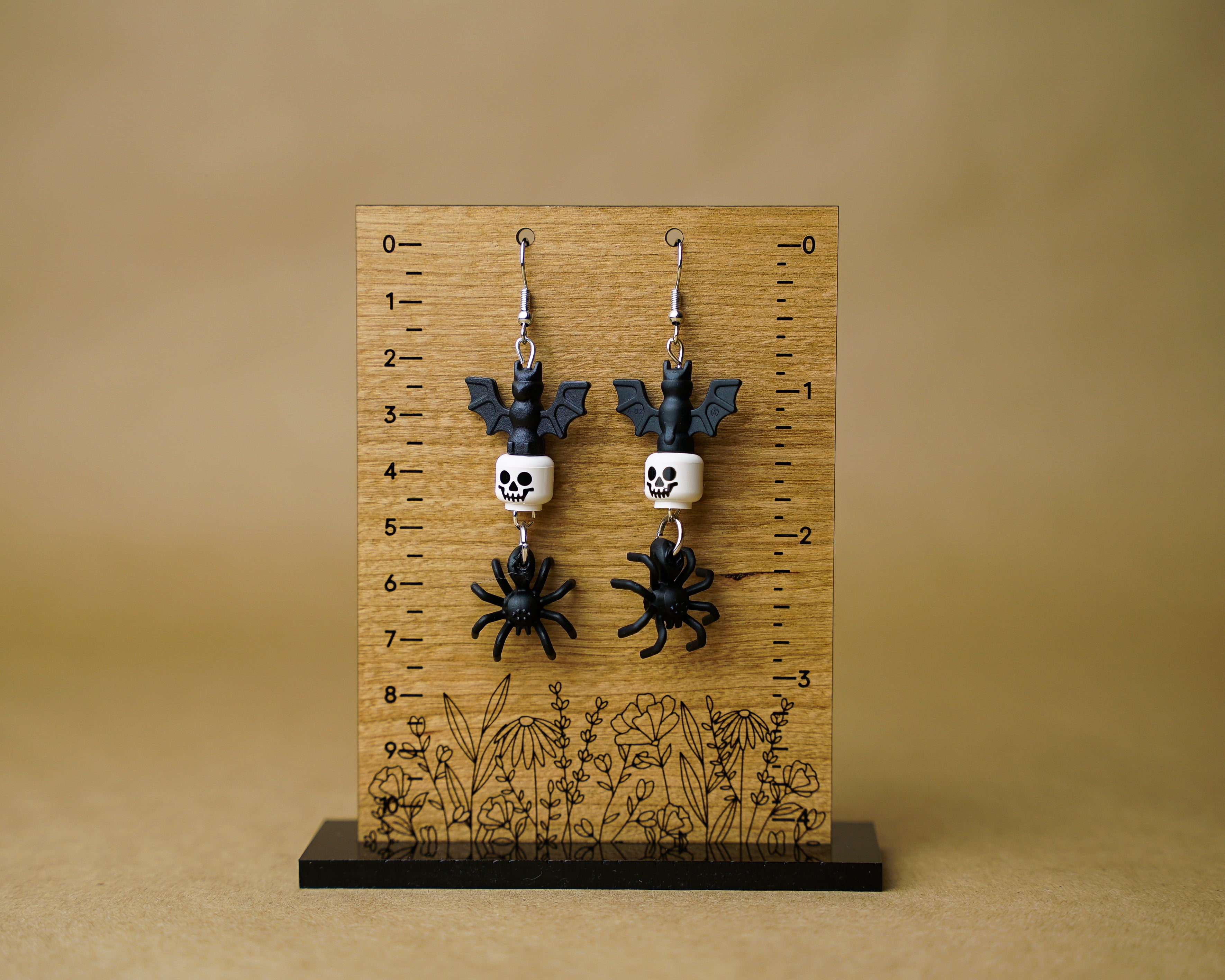 StudBee - Frightful Night Halloween Earrings with Bats, Skulls & Spiders | Handmade from Authentic LEGO® Bricks - StudBee