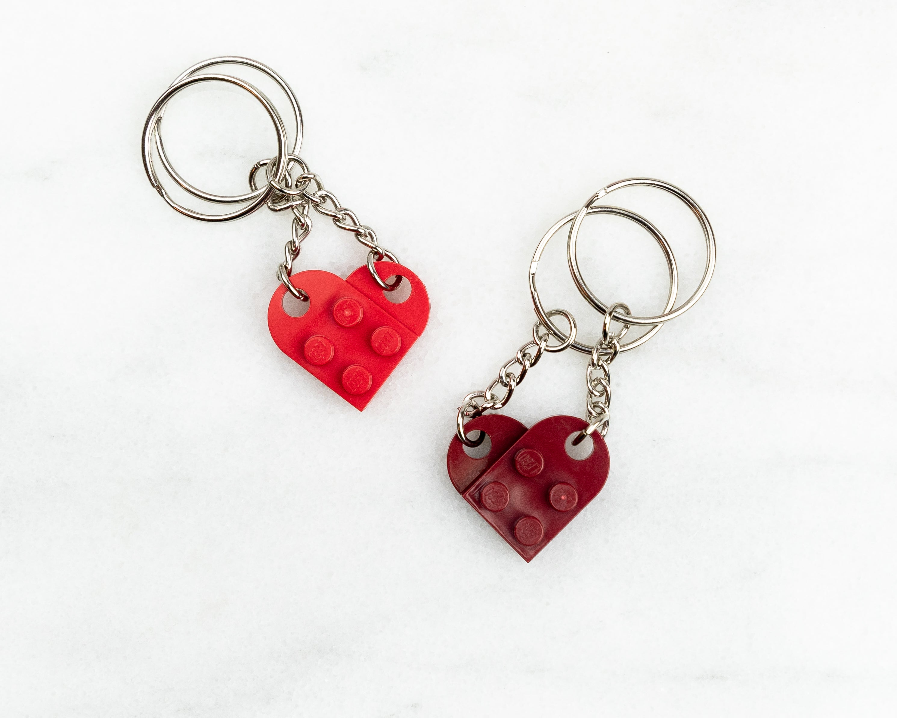 Heart Keychain Lego Heart Necklace Purple TWO Half Heart Brick 18