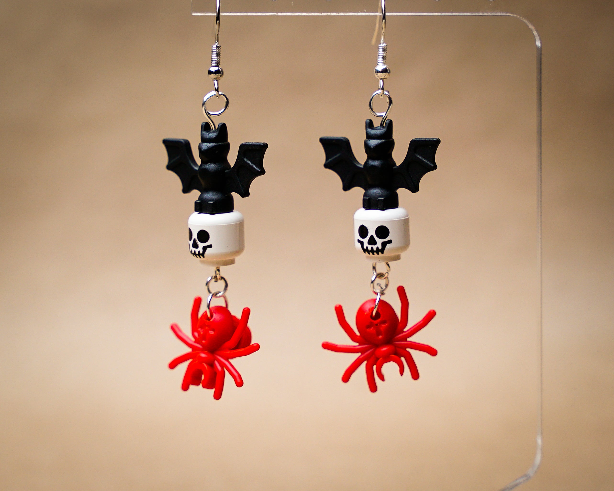 StudBee - Frightful Night Halloween Earrings with Bats, Skulls & Spiders | Handmade from Authentic LEGO® Bricks - StudBee
