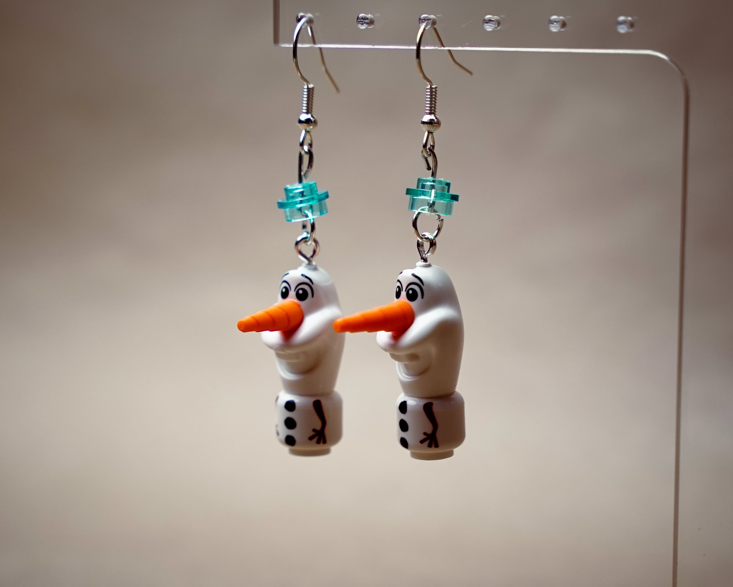 StudBee - Miniature Summer Loving Snowmen Earrings, Handmade with LEGO® Minifigures - StudBee